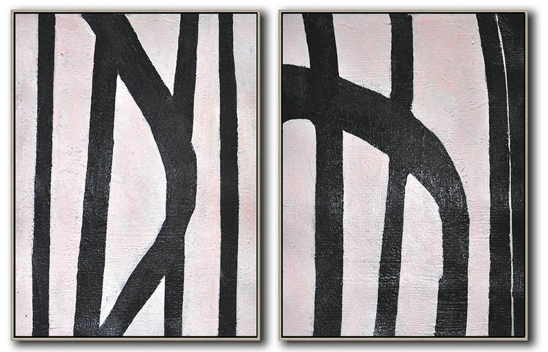 Handmade Large Painting,Set Of 2 Minimal Painting On Canvas - Wall Art Painting